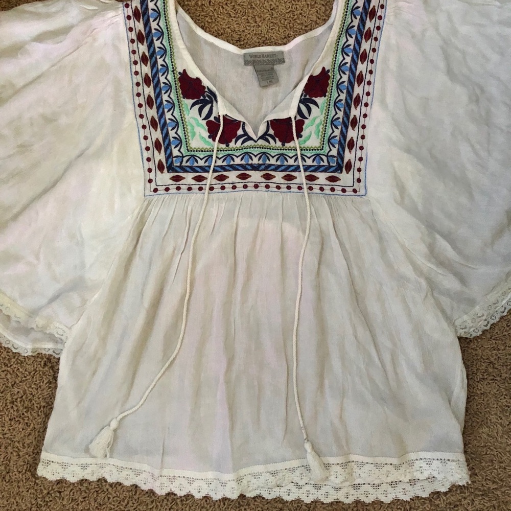 World Market Boho Crepe Top L/XL
